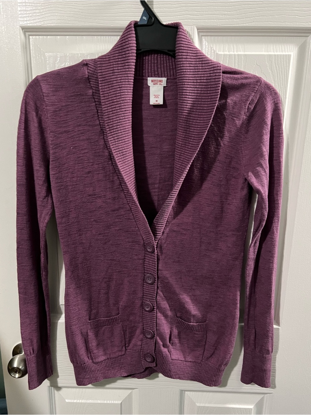 MOSSIMO Supply CO Mock Neck Plum Purple Long Sleeve Cardigan Cotton Sweater Y2K